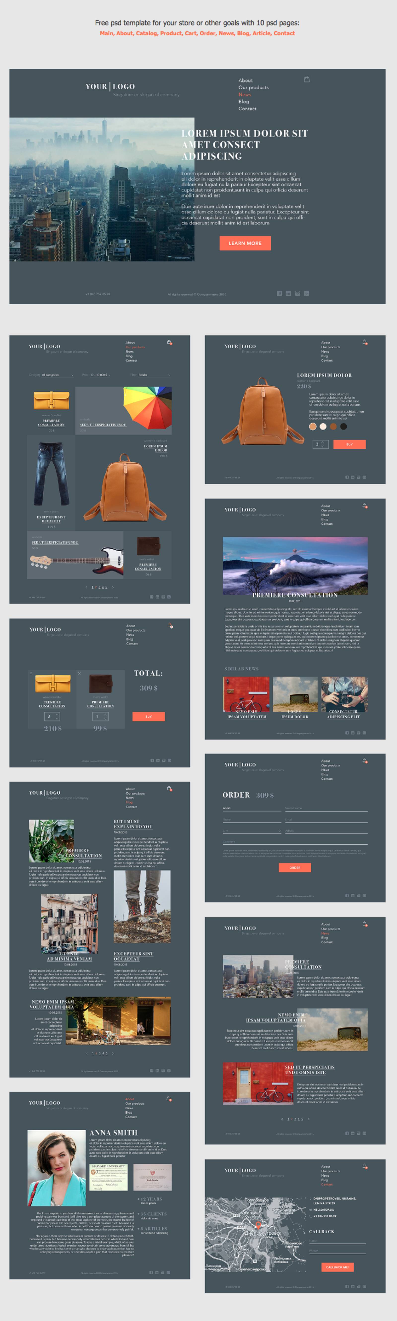 Free psd store template